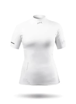 Womens White Eco Spandex Short Sleeve Top