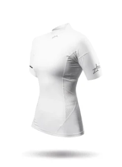 Womens White Eco Spandex Short Sleeve Top
